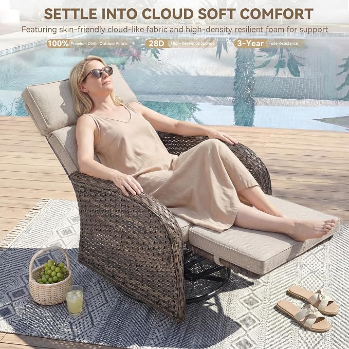 Zero Gravity Patio Swivel Rocking Recliner Chairs Set of 2 - Image 3