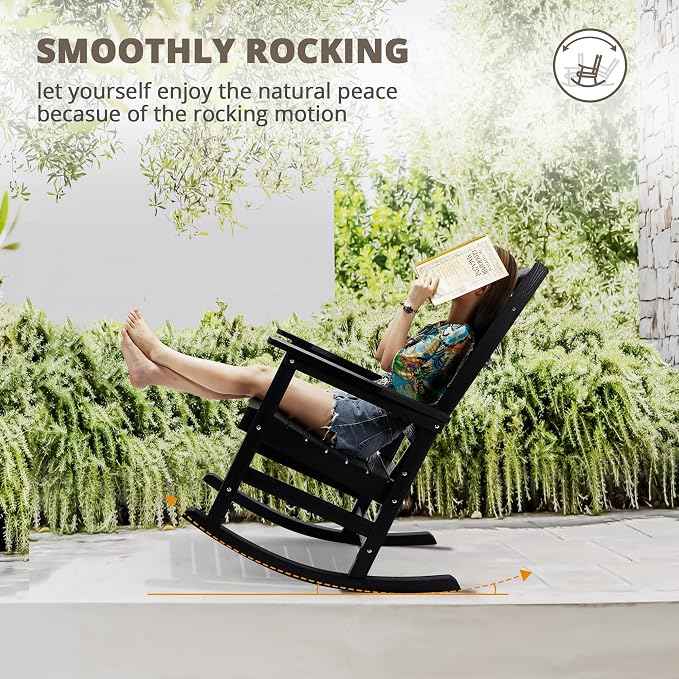 LUE BONA Rocking Chair Outdoor, Weather Resistant Poly Plastic Rocker Chairs