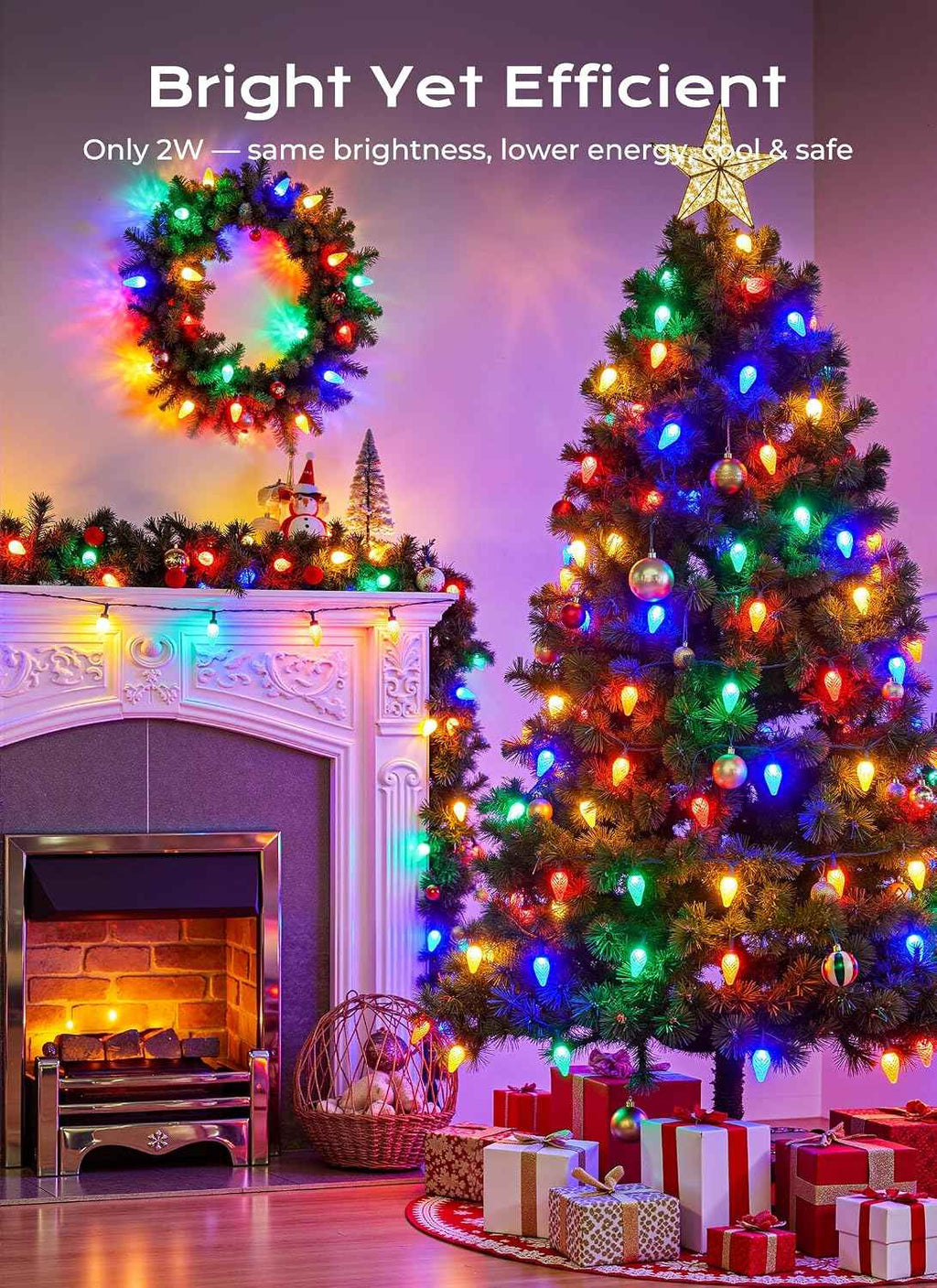 Minetom C9 Outdoor Christmas Lights, 72 FT 110 LED C9 String Lights, 8 Modes & Timer Connectable Waterproof for Christmas Tree Light Indoor Outdoor Xmas Decor, Multicolor