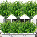 24 Bundles Fake Plants Artificial Greenery Stems for Outdoors | UV resistant, faux eucalyptus, plastic plants, no maintance, indoor outdoor garden farmhouse porch patio windowbox home decor