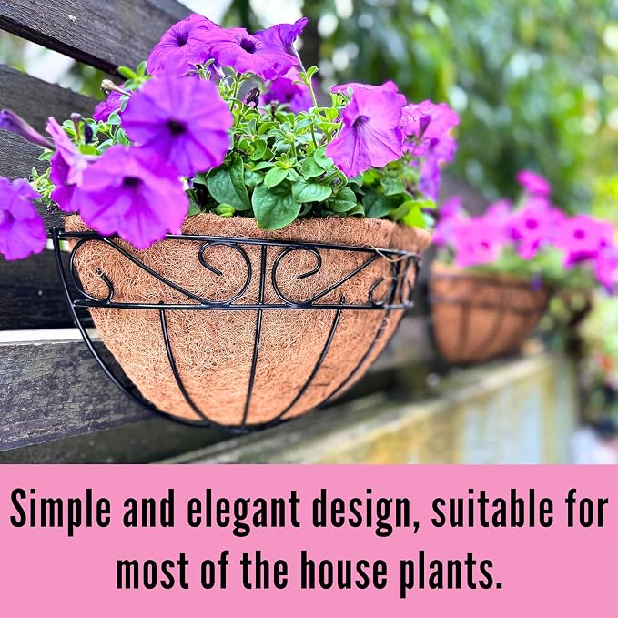 LaLaGreen 16 Inch Wall Mounted Flower Baskets, 4 Pack, Large Railing Planter - Image 8