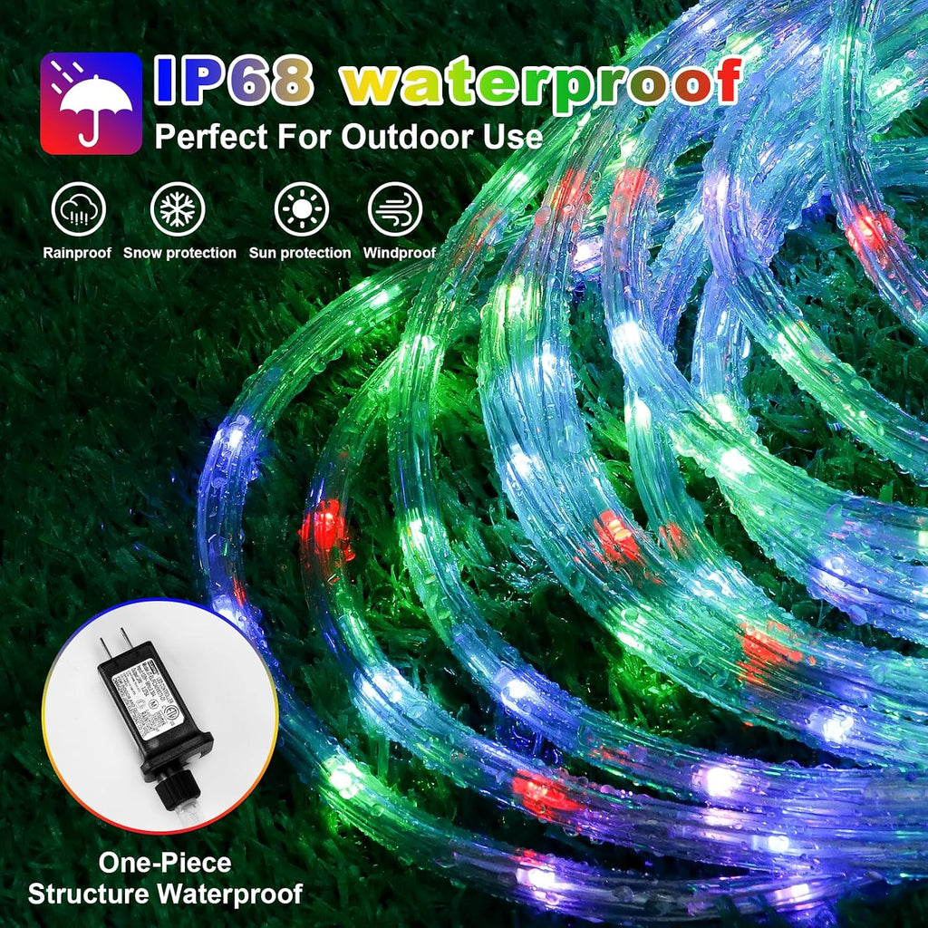 26ft 160LED Rope Lights for Outside, Color Changing Rope Lights Indoor Outdoor with Remote, 16 Colors Waterproof Christmas Light Outdoor for Deck, Patio, Pool, Camping, Bedroom, Landscape Decorations