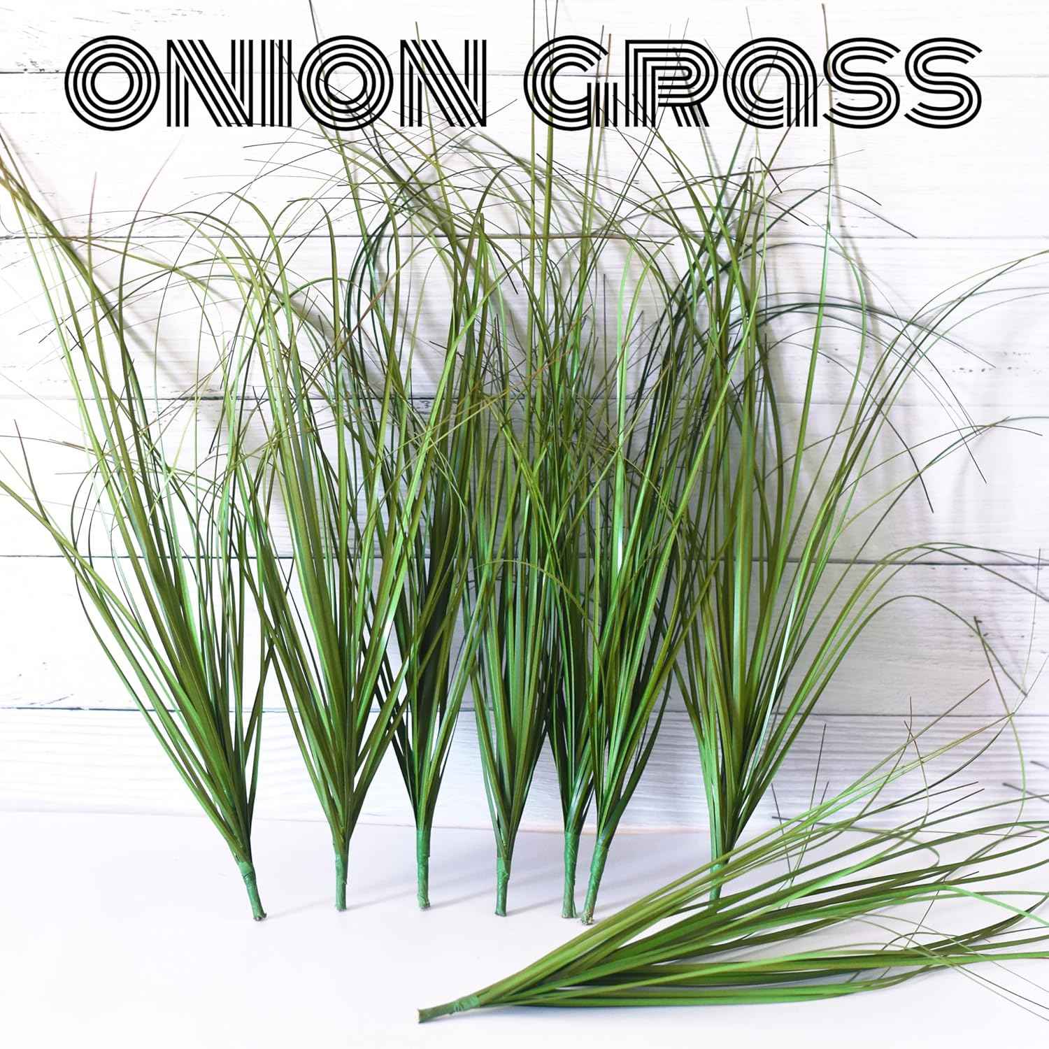 VANTREE 8PCS Fake Tall Grass Plant，UV Resistant Artificial Greenery Stems | Lifelike Artificial Onion Grass,Faux Shrubs Plants for Indoor Outdoor Patio Pots,Porch,Garden Beds,Window Boxes Vase Decor