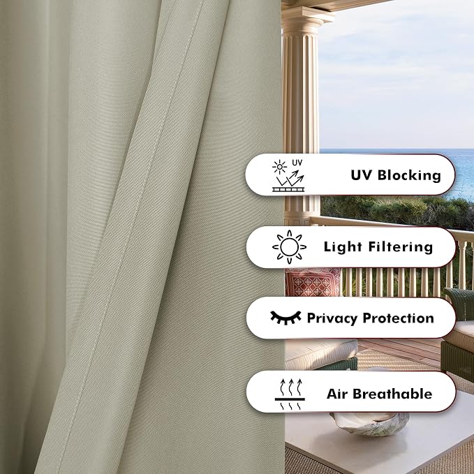 BONZER Outdoor Curtains for Patio Waterproof Thick Privacy Grommet Light - Image 4