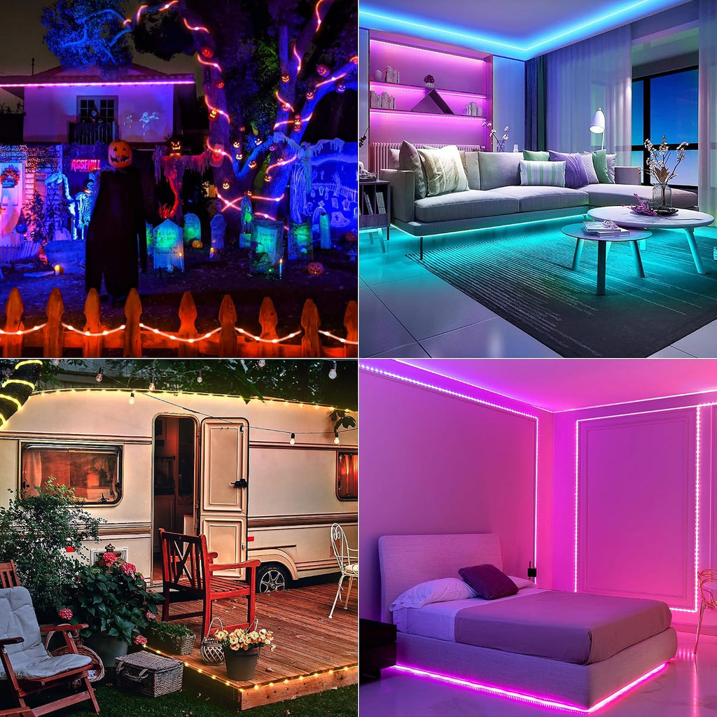 StarryEver 66ft 200LED Rope Light Outdoor String Lights, 24 Colors+Warm White Outdoor LED Lights Plug in, RGB Color Changing Fairy Light with Remote Rope Lighting for Camping Garden Patio Décor