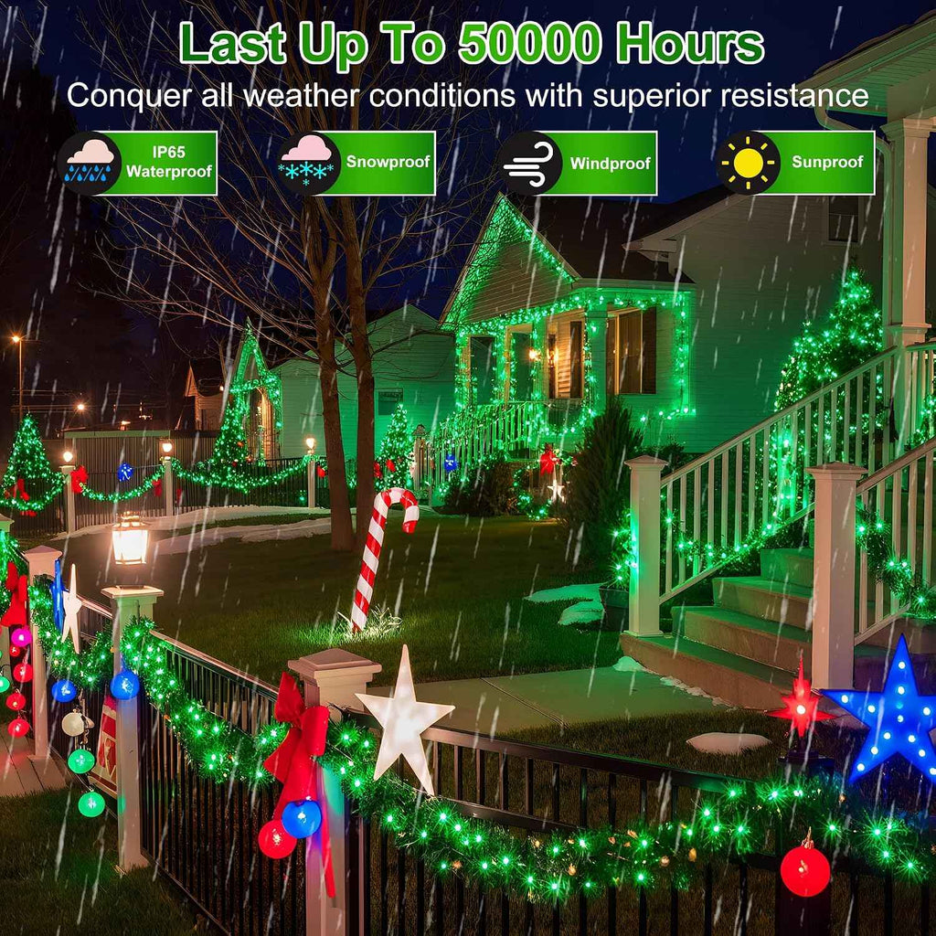 350 LED 90FT Christmas Lights, 12 Modes Christmas String Lights, Plug-In | Green String Lights with Timer, Dimming and Weather-Resistant Construction for Trees, Windows, Mantels, Bedrooms and Patios.