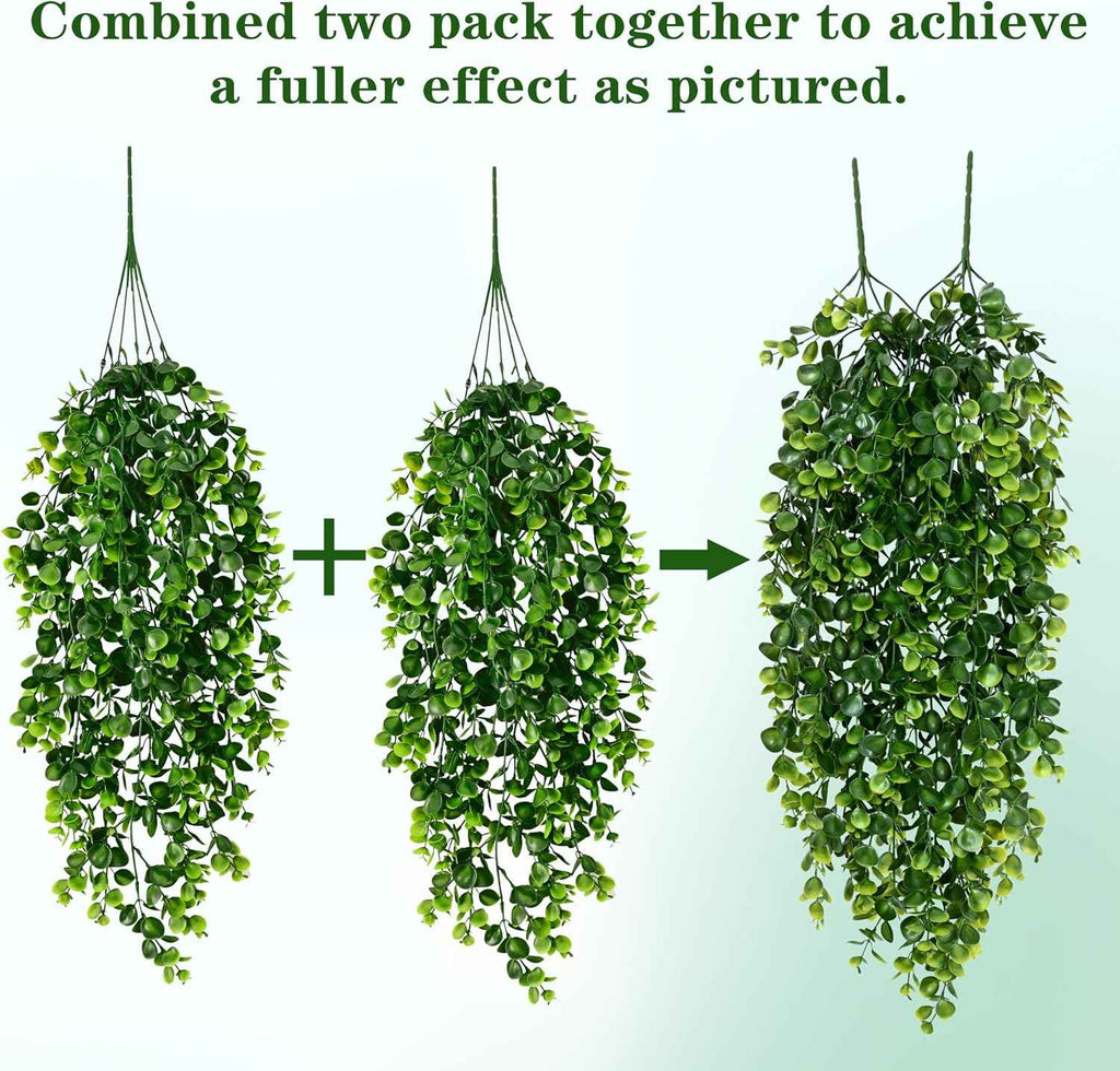 Waipfaru 4Pcs Fake Hanging Plants 2.7FT Fake Plants Fake Vines Greenery | UV Resistant Faux Outdoor Plants Ivy Vines for Modern Boho Patio Outdoor Indoor Party Wall Porch Gazebo Aesthetic Decor