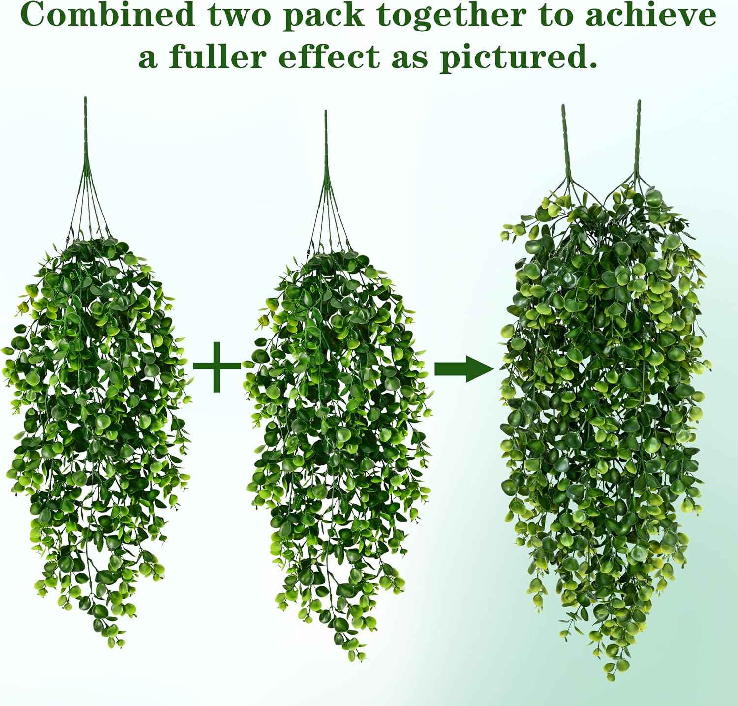 Waipfaru 4Pcs Fake Hanging Plants 2.7FT Fake Plants Fake Vines Greenery | UV Resistant Faux Outdoor Plants Ivy Vines for Modern Boho Patio Outdoor Indoor Party Wall Porch Gazebo Aesthetic Decor