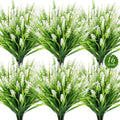 16PCS Artificial Flowers Outdoor, Fake White Monkey Grass Plants | UV Resistant, Plastic, Planter Filler for Hanging Baskets, Window Boxes & Planters, Porch, Patio Outdoor Decor
