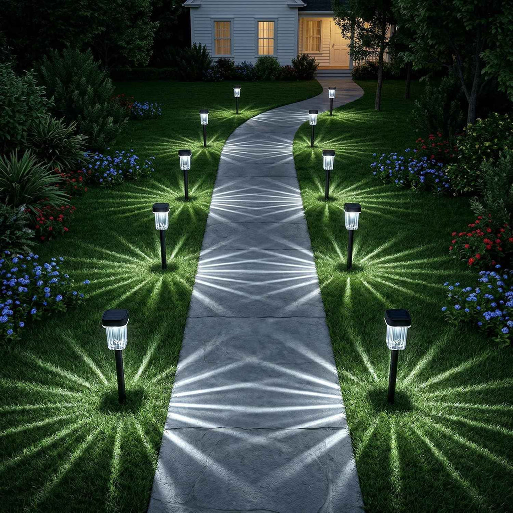 Solar Pathway Lights Outdoor, 12PK Waterproof Solar Powered Garden Lights | IP55 Waterproof, 6000K Cold White LED, Auto On/Off Outdoor Solar Lights for Yard Driveway Patio Decor Landscape Lighting