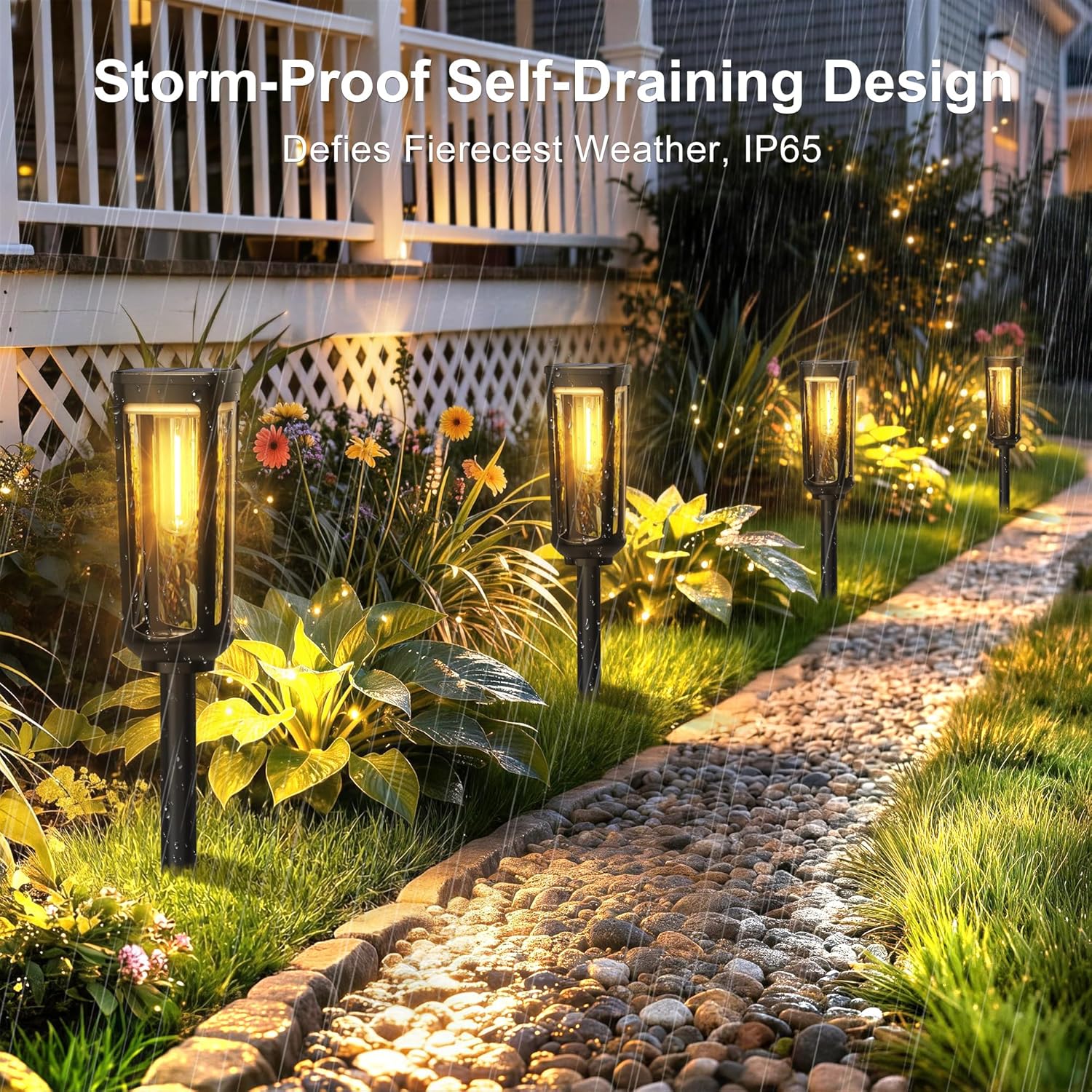 JEJOT Solar Pathway Lights Outdoor Waterproof, 8 Pack Solar Walkway Lights | Solar Light outdoor for Lawn Yard Garden Patio Driveway Decor Landscape, Warm White