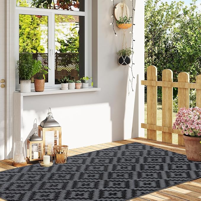 SAND MINE Waterproof Outdoor Rug 8x8 ft, Plastic Reversible Rug, Modern Area Rug - Image 5