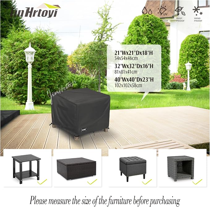 JinHrtoyi Patio Square Table Cover, 22Wx22Dx18H Inches 100% Waterproof Heavy - Image 3