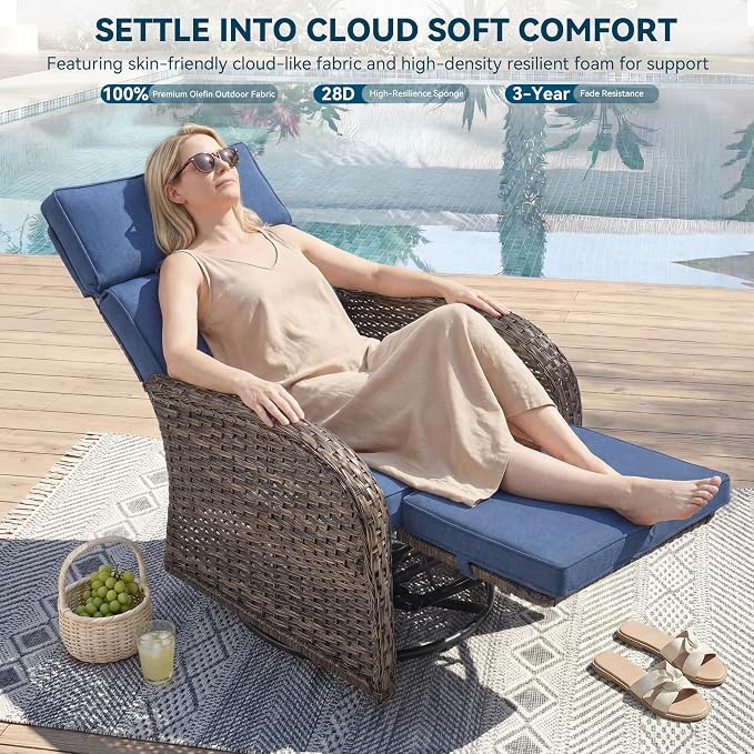 Zero Gravity Patio Swivel Rocking Recliner Chair - Image 4