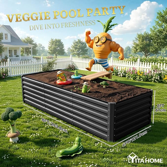 YITAHOME 96x48x24 in Galvanized Raised Garden Bed Kit, Large Metal Planter Box - Image 7