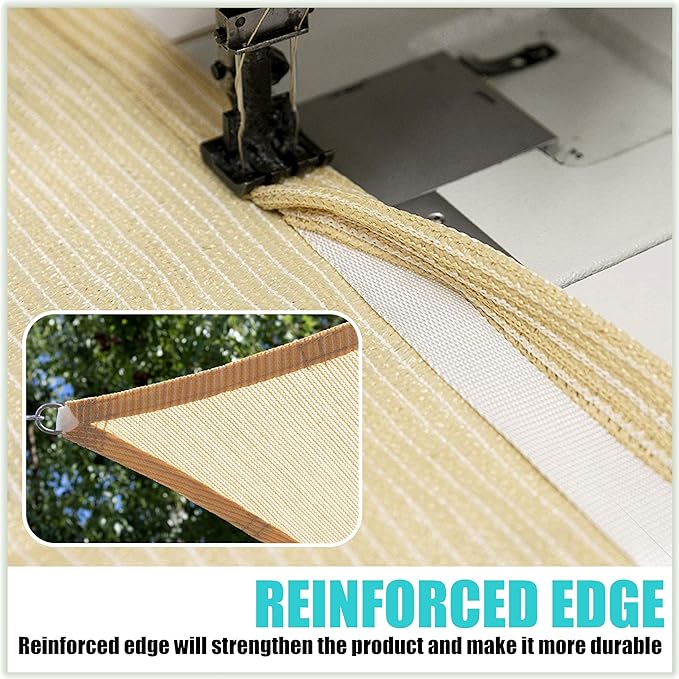 Amgo Custom Size 8' x 9' x 12' White Right Triangle Sun Shade Sail Order to - Image 3