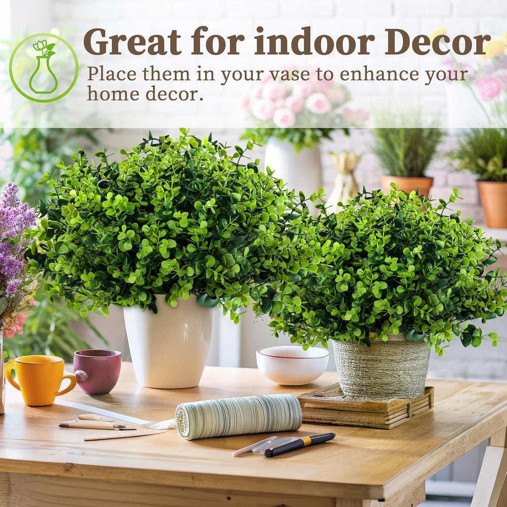 ColoPlay 20 Bundles Artificial Greenery Boxwood Plants, Fake Outdoor Plants | Artificial Plants Outdoor/Indoor, Fake Plant for Ouside Garden Porch, Window Box, Home Wedding, Farmhouse