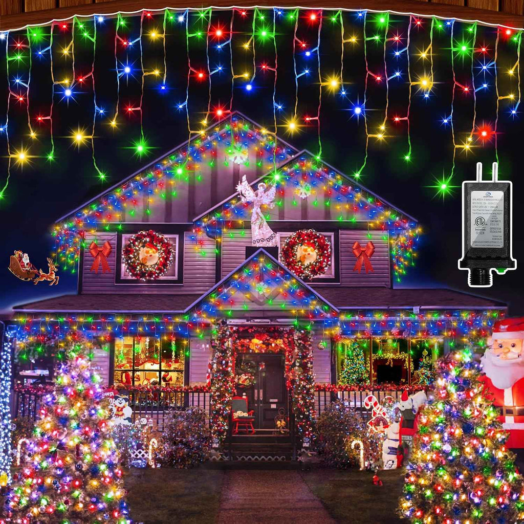 670 LED 66FT Christmas Icicle Lights, 148 Drops, 12 Modes, Multicolor | Weather-resistant Twinkle String Lights with Timer Memory and Dimming for Eaves, Roofs, Windows, Patios Decor