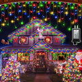 670 LED 66FT Christmas Icicle Lights, 148 Drops, 12 Modes, Multicolor | Weather-resistant Twinkle String Lights with Timer Memory and Dimming for Eaves, Roofs, Windows, Patios Decor