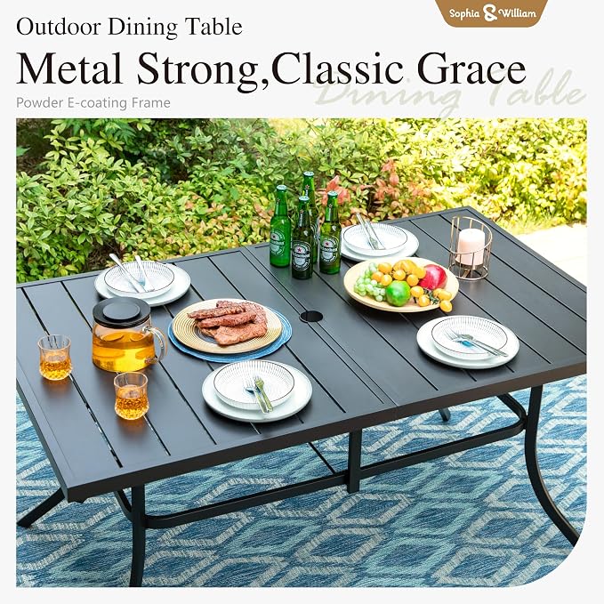 Sophia & William Outdoor Dining Set 7 Pieces, 6 x Aluminum Stackable Chair - Image 6