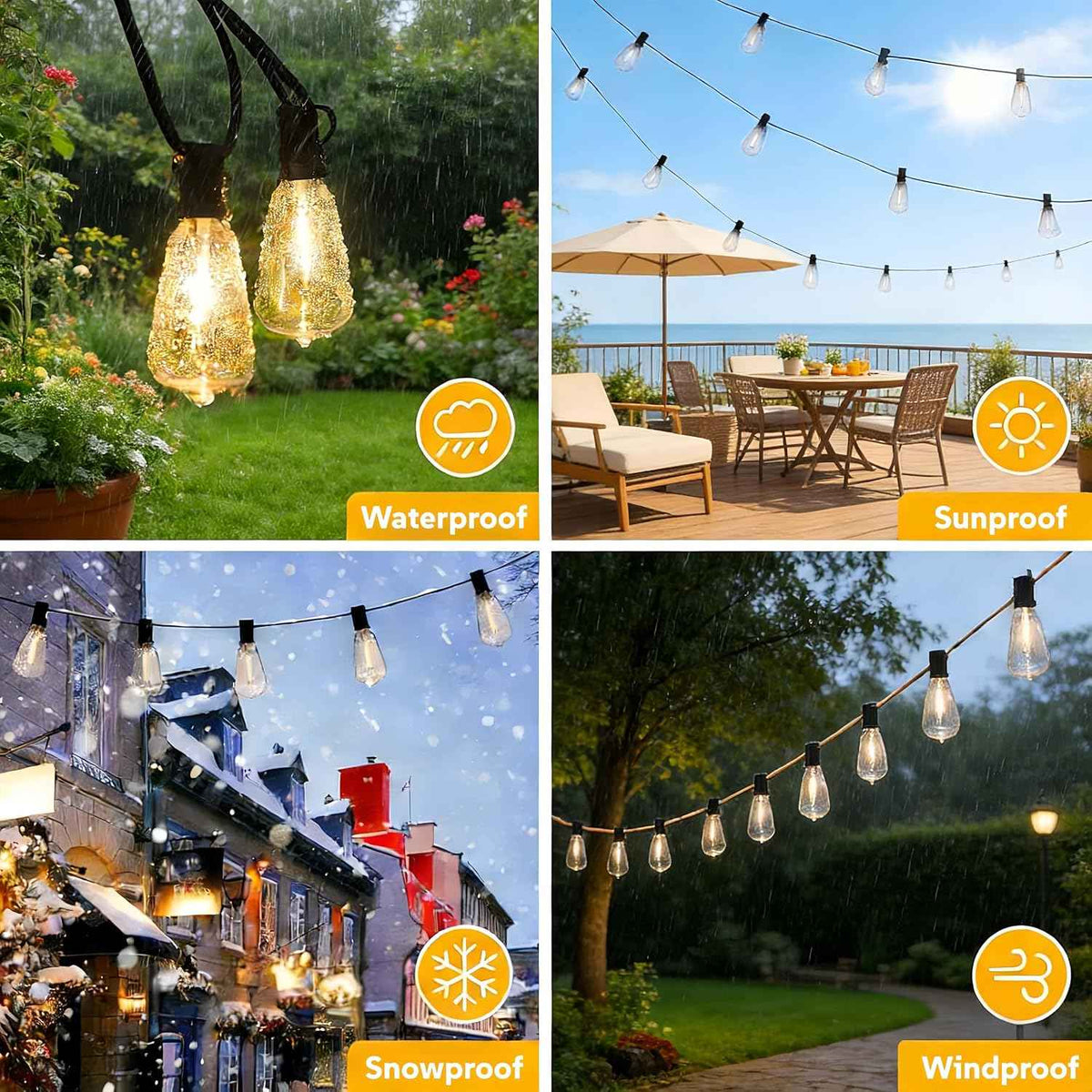 GPATIO Outdoor String Lights, 100FT ST38 Bulbs Shatterproof Patio Lights, Waterproof Dimmable Outside Hanging Light, Connectable LED Outdoor Lights for Backyard, Porch, Party, Garden, Home Decor