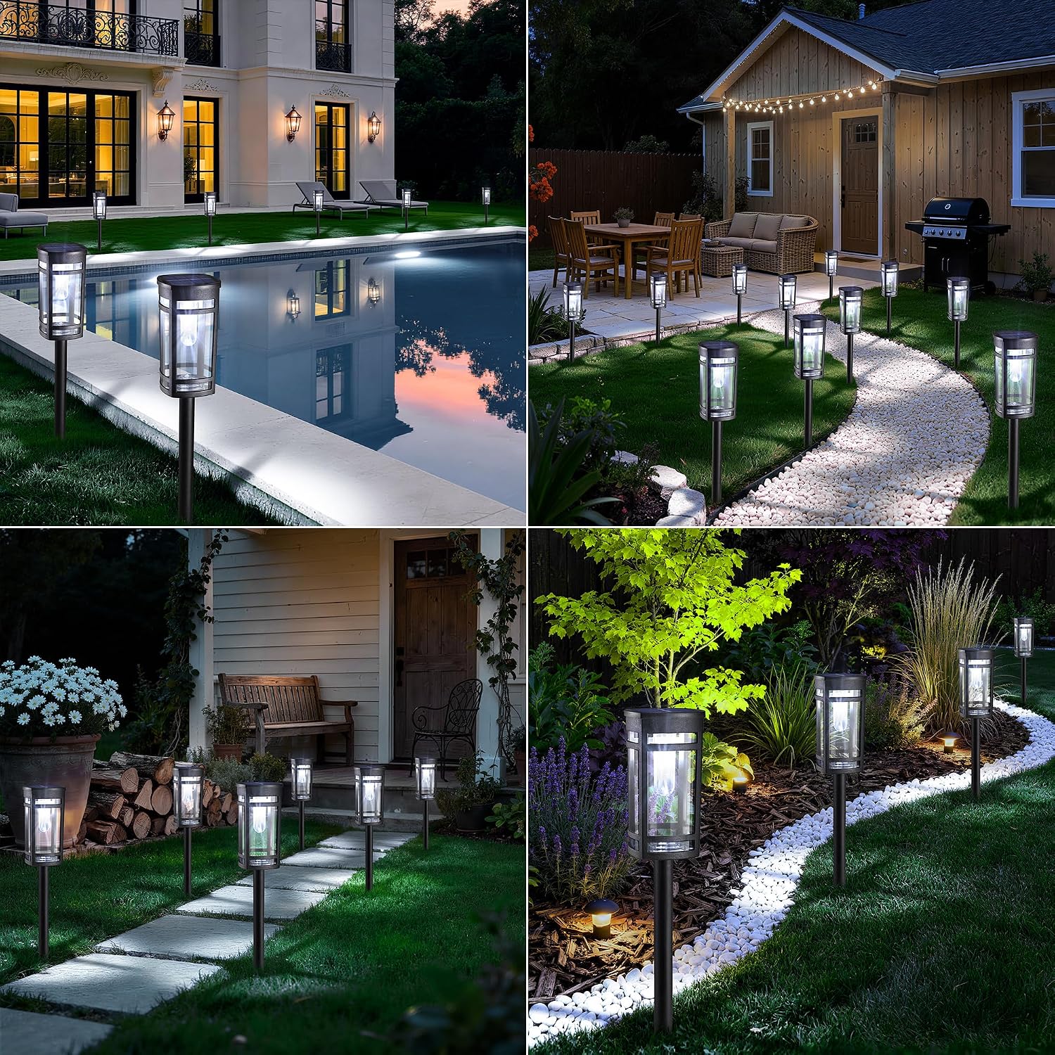 Jyoiat 6 Pack Solar Lights Outdoor, Waterproof Pathway Lights, Cool White | Solar Garden Lights with Auto On/Off for Walkways, Lawns, Paths and Yards; No Wiring Required for Easy Ground Installation