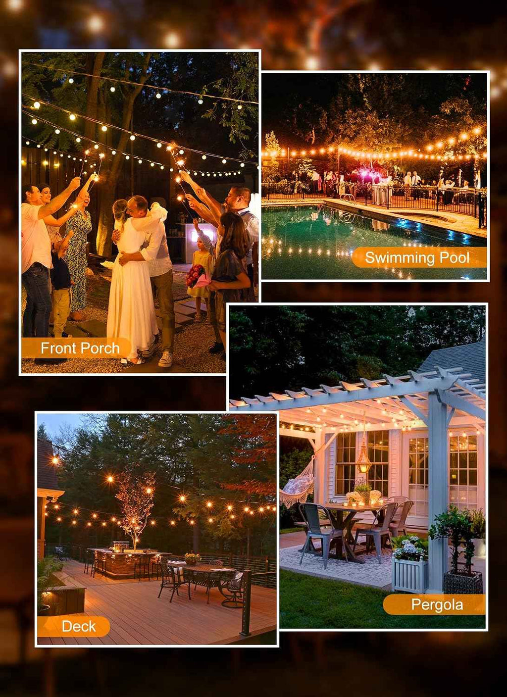 Outdoor String Lights, 55(50+5) FT 25 Bulbs IP65 Waterproof Patio Lights | Shatterproof Dimmable Hanging Connectable G40 Globe LED Outdoor Lights for Christmas, Backyard, Bistro, Porch
