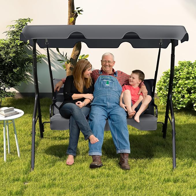 Tangkula 3 Person Porch Swing, Patio Swing - Image 9