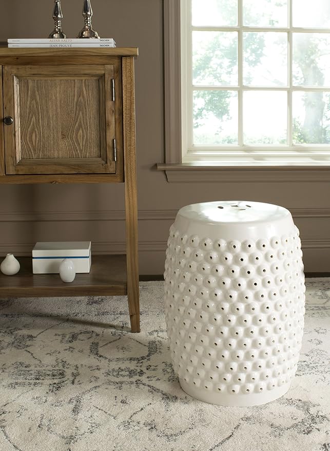 Safavieh Castle Gardens Collection Stella Nail Head White Glazed Ceramic Garden - Image 2
