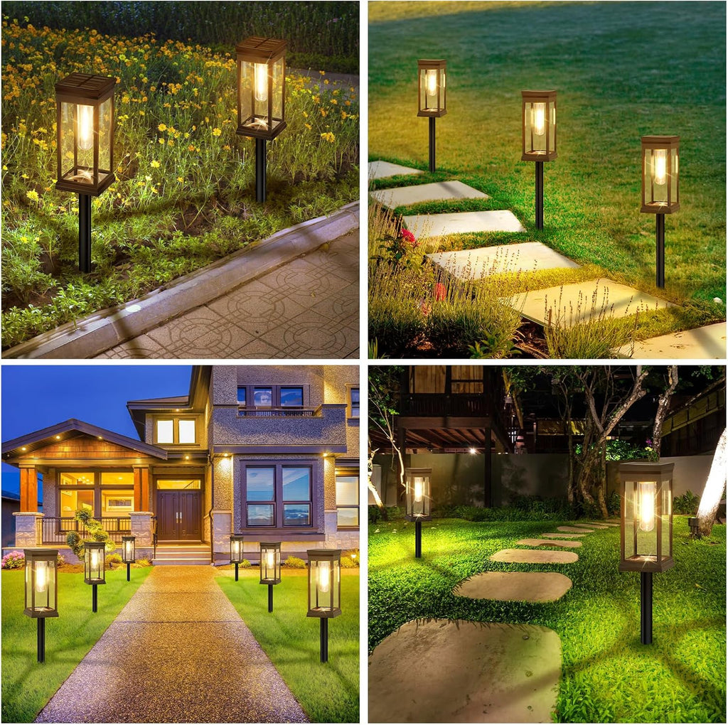 BesLowe 8-Pack Solar Pathway Lights Outdoor, Landscape Lights Warm White | Upgraded Large Size & Bright LED, Auto ON/OFF, IP65 Waterproof, Easy Installation, Solar Powered Lights for Garden Walkway