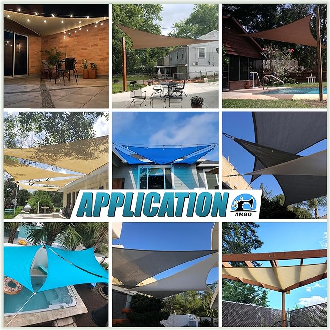 Amgo Custom Size 7' x 7' x 9.9' Red Right Triangle Sun Shade Sail UPF50+ - Image 6