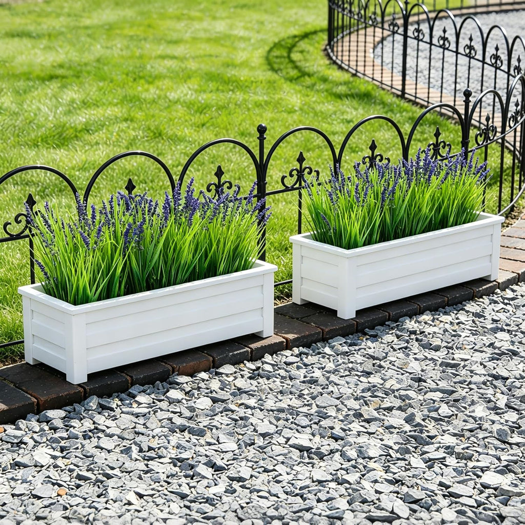 Outdoor Faux Plants, 12 Pcs Fake Plant UV Resistant Monkey Grass Lavender Flowers, Artificial Greenery Shrubs Bush for Outside Planter Patio Garden Front Porch Door Yard Spring Summer Decor, Purple