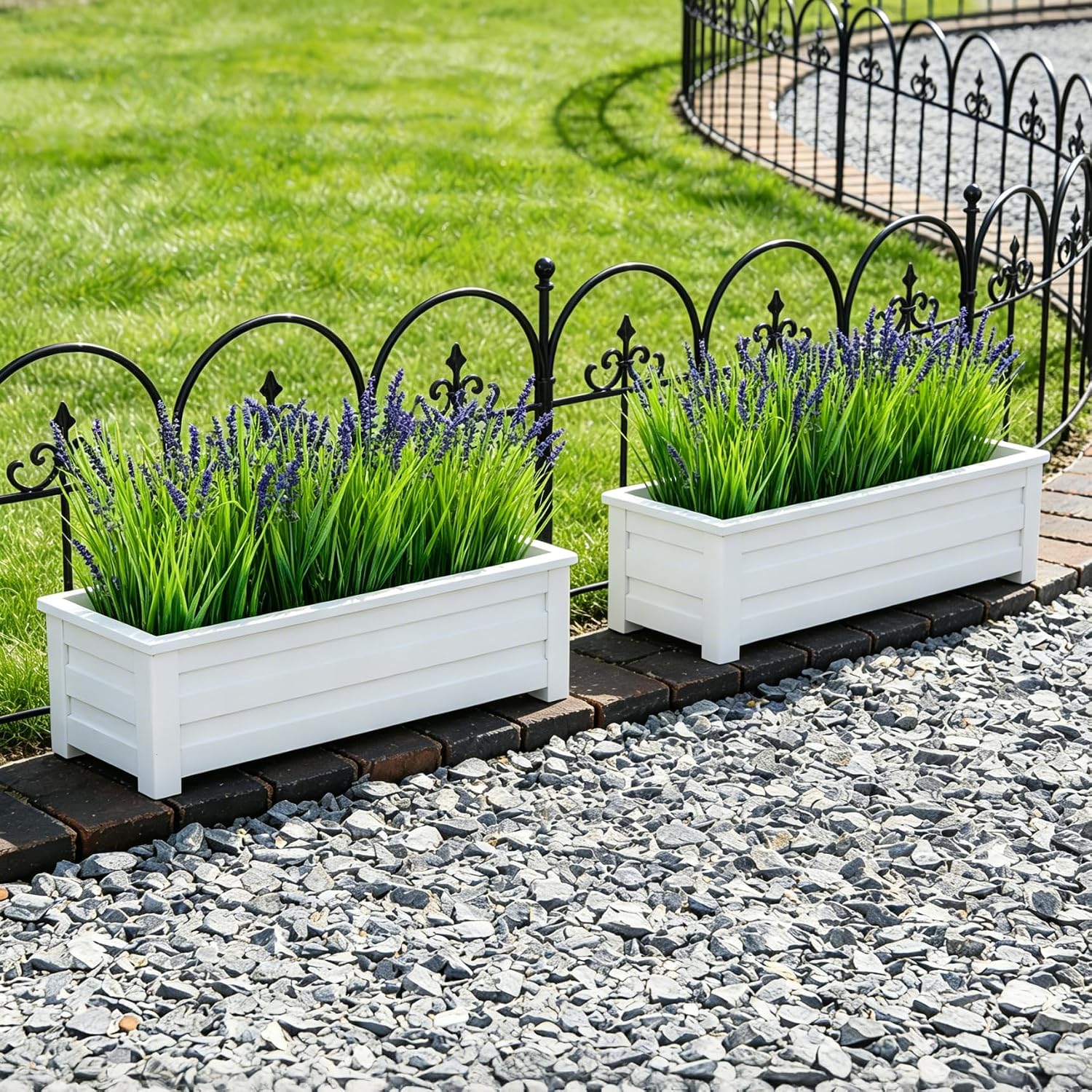 Outdoor Faux Plants, 12 Pcs Fake Plant UV Resistant Monkey Grass Lavender Flowers, Artificial Greenery Shrubs Bush for Outside Planter Patio Garden Front Porch Door Yard Spring Summer Decor, Purple