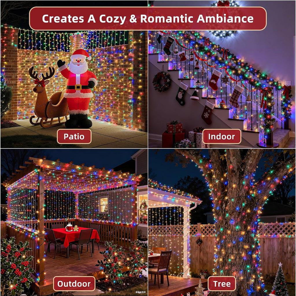 240FT Christmas Lights Outdoor, 750 LED Christmas Tree Decoration Lights with 12 Modes & Timer Memory, Dimmable Plug In Waterproof LED Xmas Light for Yard Trees Wedding Party Holiday Multicolor
