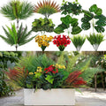 22 Bundles Outdoor Artificial Plants Greenery Stems UV Resistant Faux Plants for Outside Fake Stems Plastic Leaves for Front Porch Home Decor Garden Porch Planter