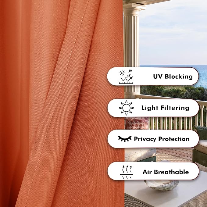 BONZER Outdoor Curtains for Patio Waterproof Thick Privacy Grommet Light - Image 4