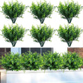 summer flower 10 Pack Artificial Boxwood Stems UV Resistant Faux Greenery Stems Fake Greenery Shrubs for Outdoor Patio Wedding Decor