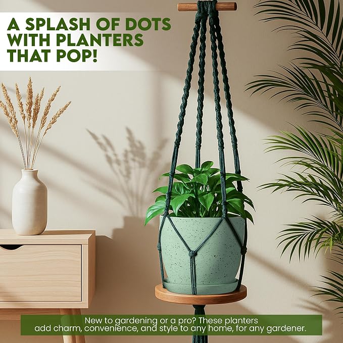 Utopia Home - Spotty Plant Pots Indoor - 7/6.6/6/5.3/4.8 Inches Flower Pots - 5 - Image 2