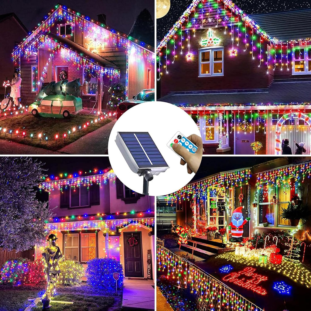 Neoclassy Upgraded Solar Christmas Lights,304LED Outdoor Christmas Decorations 8 Modes Waterproof Solar Halloween Thanksgiving Lights for Patio Yard Wedding Party House Xmas Tree Roof Decorations