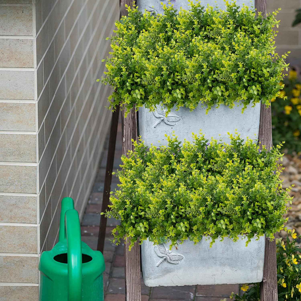 NETAP Outdoor Artificial Flowers UV Resistant, 20 Bundles Fake Realistic Floral Greenery Plants for Outside Porch, Window Boxes, Garden, Yard, Inside Home Table Decor, Green