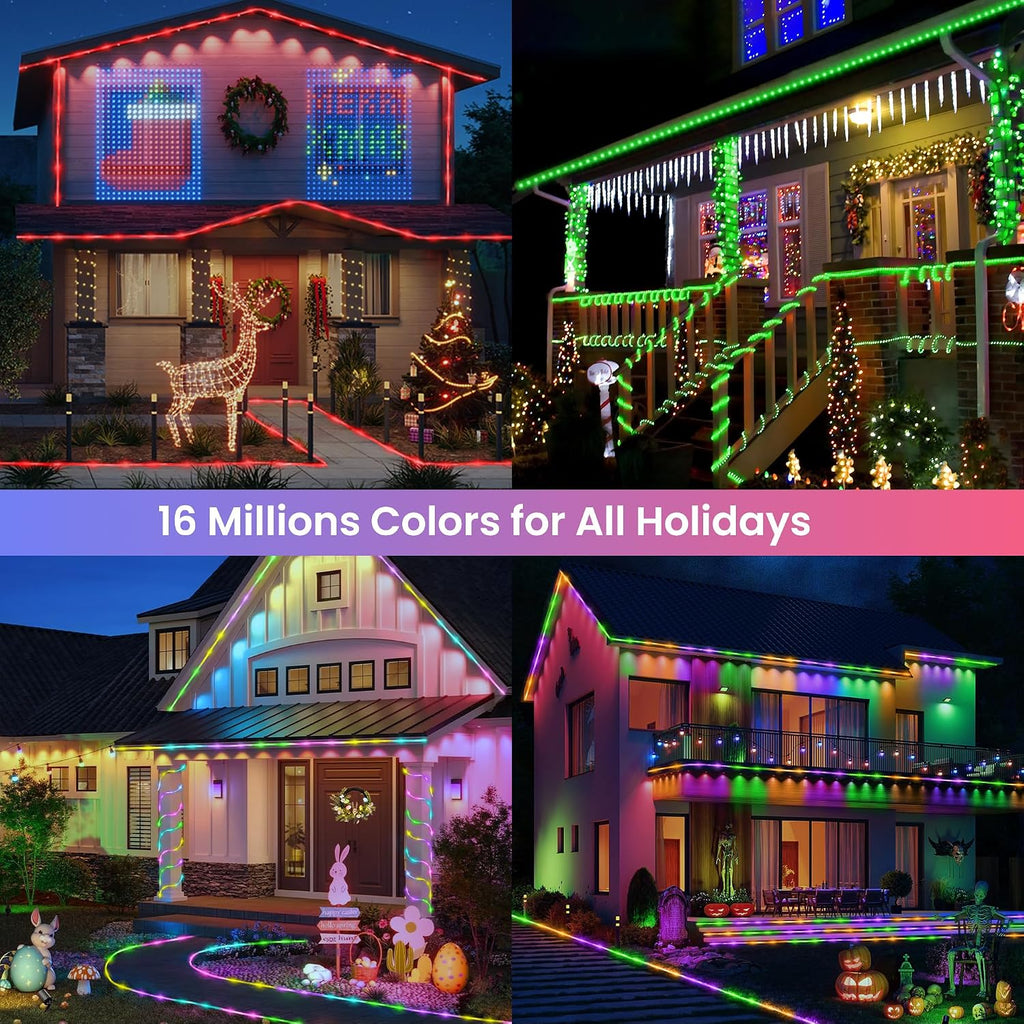 Jnaurb RGB Color Changing Rope Lights Outdoor, 66ft 200LED Smart String Lights with Remote & APP Control, Waterproof Music Sync Rope Lighting - DIY Flexible Tube LED Lights for Bedroom Garden Wedding
