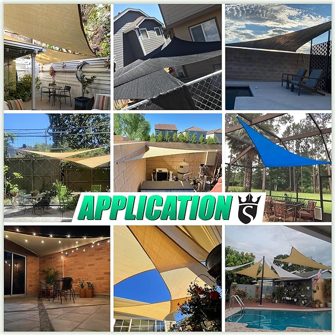 Royal Shade 10' x 10' x 14' Beige Triangle Sun Shade Sail Canopy Outdoor Patio - Image 5