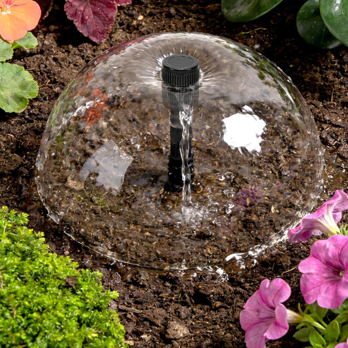 16 Pcs Mushroom Bubbler Sprinkler Head with Flow Control, Black | Shrub Head Bubbler, Drip Irrigation Sprinkler Shrub Head for 1/2 Inch Hose External Thread Garden Watering System