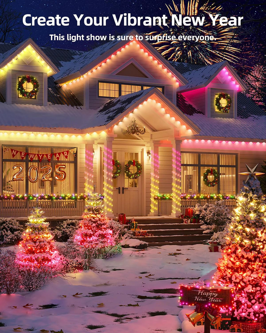 Permanent Outdoor Lights, 111ft with Smart 72 LED Light with App Control, DIY Scene Modes IP65 Waterproof Christmas Outdoor Lights Outside Roofline Decor, Garden Decor, Party, Holiday Xmas