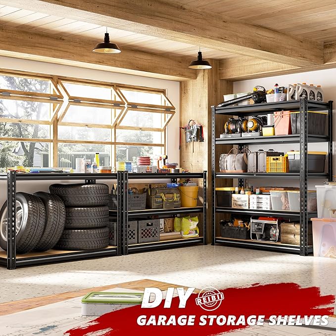 REIBII 2400LBS Garage Shelving Heavy Duty 5 Tier Storage Shelves Adjustable - Image 7