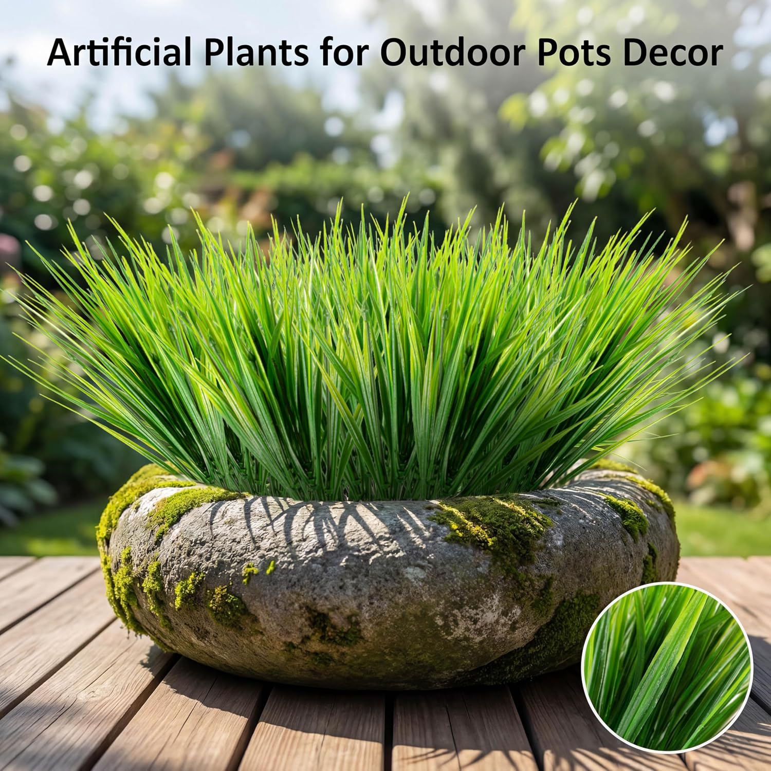 MAQIHAN 10PCS Artificial Grass Plants - Faux Wheat Greenery Outdoor Decor | Realistic UV Resistant Fake Grass Stems for Planters, Porch, Patio, Garden, Artificial Greenery for Indoor Outdoor Decoration