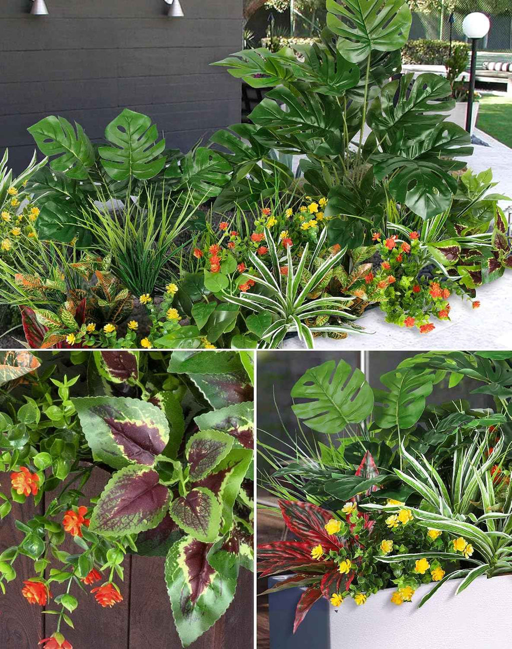 Ouddy Decor 18 Pcs Artificial Plants for Outdoors Fake Greenery Stems | Faux boxwood shrubs flowers, UV resistant, indoor outdoor porch patio garden table vase window box spring summer home decor