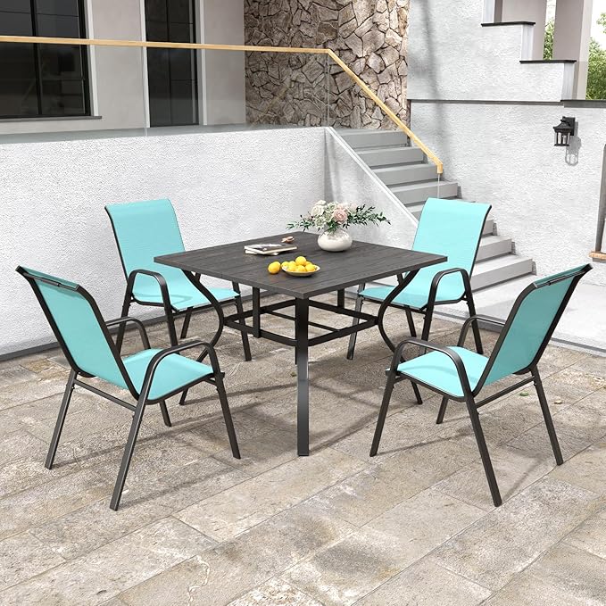 Patio Chairs Set of 6, Stackable Outdoor Dining Chairs - Image 4