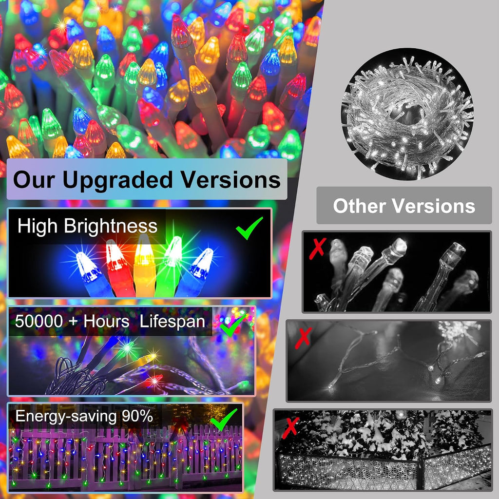 670 LED 66FT Christmas Icicle Lights, 148 Drops, 12 Modes, Multicolor | Weather-resistant Twinkle String Lights with Timer Memory and Dimming for Eaves, Roofs, Windows, Patios Decor