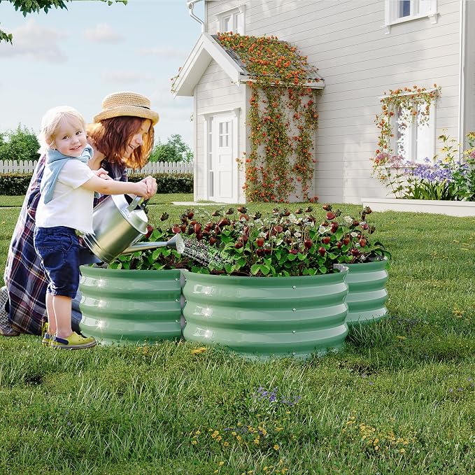 GarveeLife 2-Pack Galvanized Raised Garden Bed – Rust-Resistant Petal-Shaped - Image 2